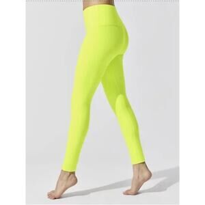 Carbon 38 Neon Yellow 7/8 Leggings High-Rise Wide Waisted Pull-On Size Small S